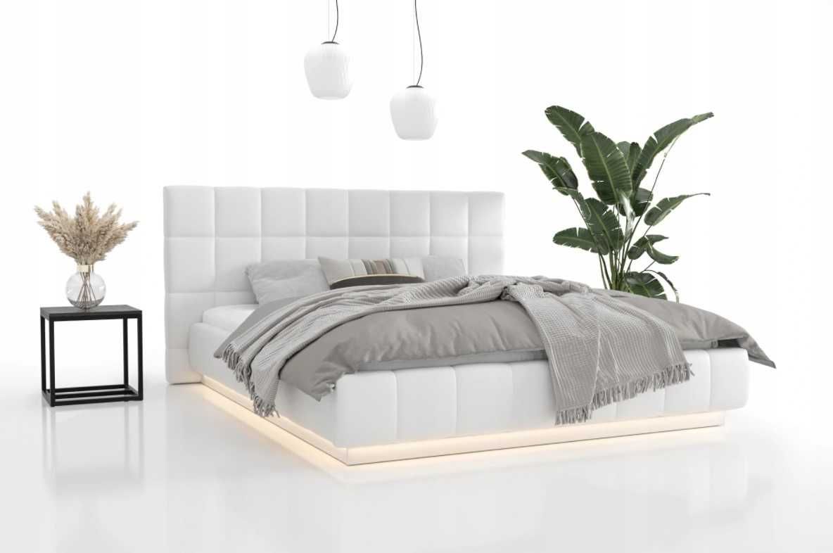 Łóżko tapicerowane QUADRO LED 140/160/180/200x200 + pojemnik