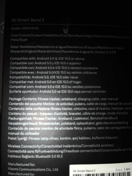 Smart band 5 MI cor preta