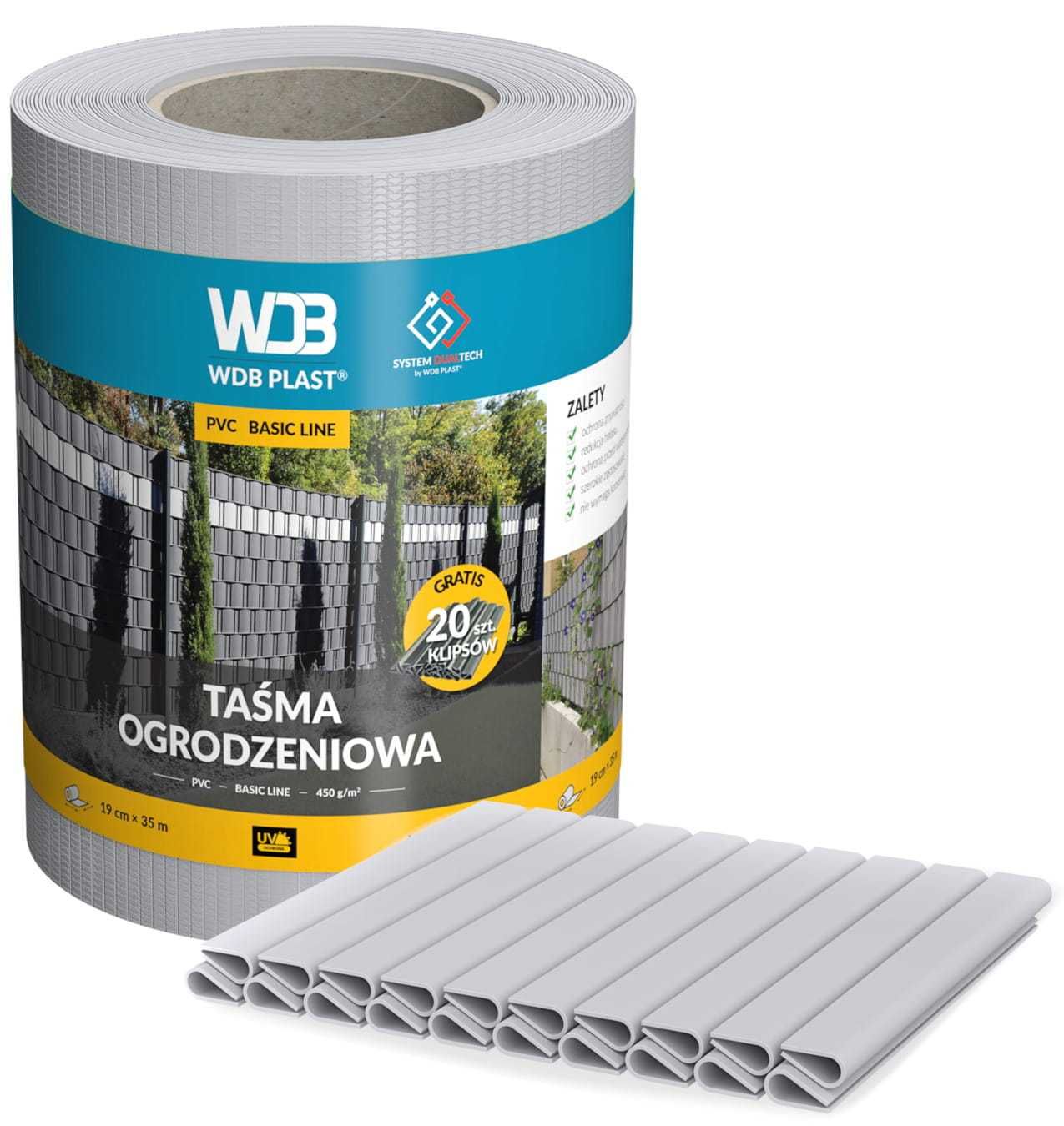 Taśma Ogrodzeniowa 19 CM X 35 M+20 klipsów gratis-6 kolorów WDB PLAST