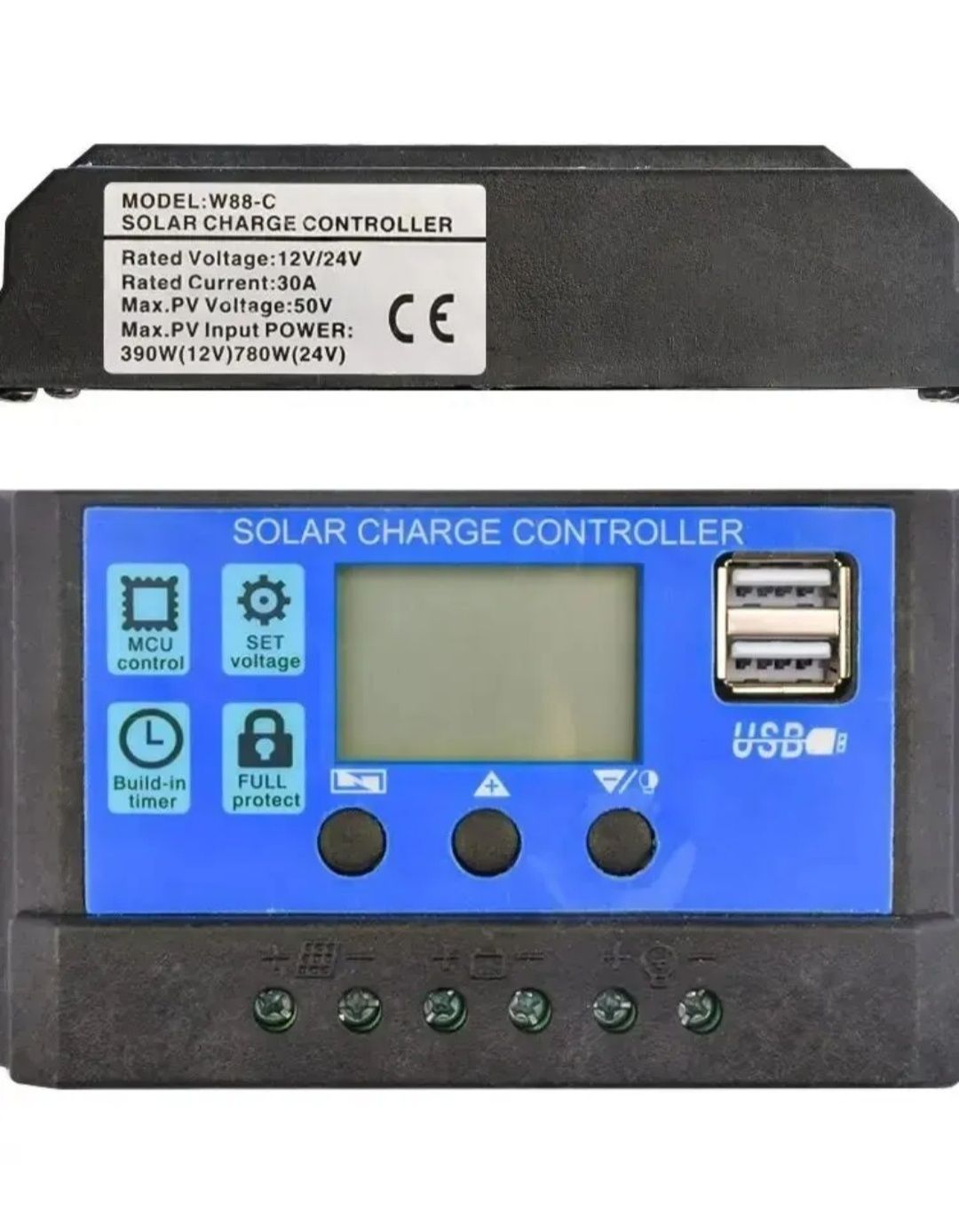Контролер заряду сонячних батарей 30А 12/24В.Модель-W88-C