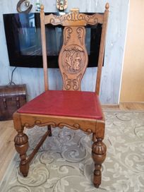 antyki stare rzeźbione dębowe krzesła