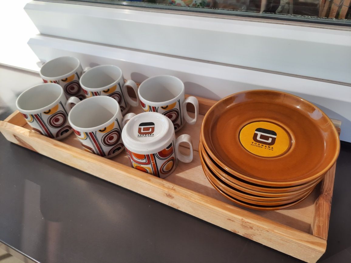 Nowy,włoski komplet do espresso Tognana Porcellane:6filiżanek+6spodków