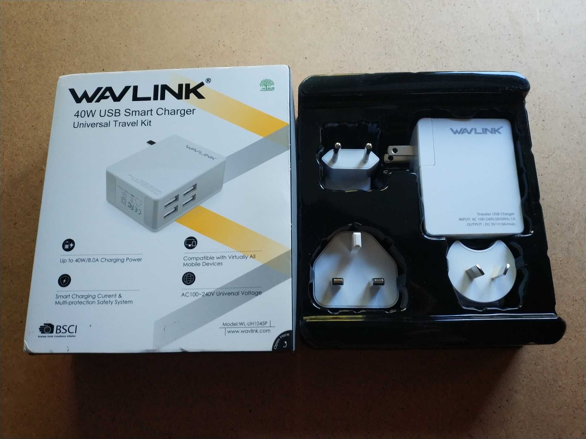 Wavlink надежное зарядное на 4 USB (8А/40Вт) (EU/USA/AU/UK)