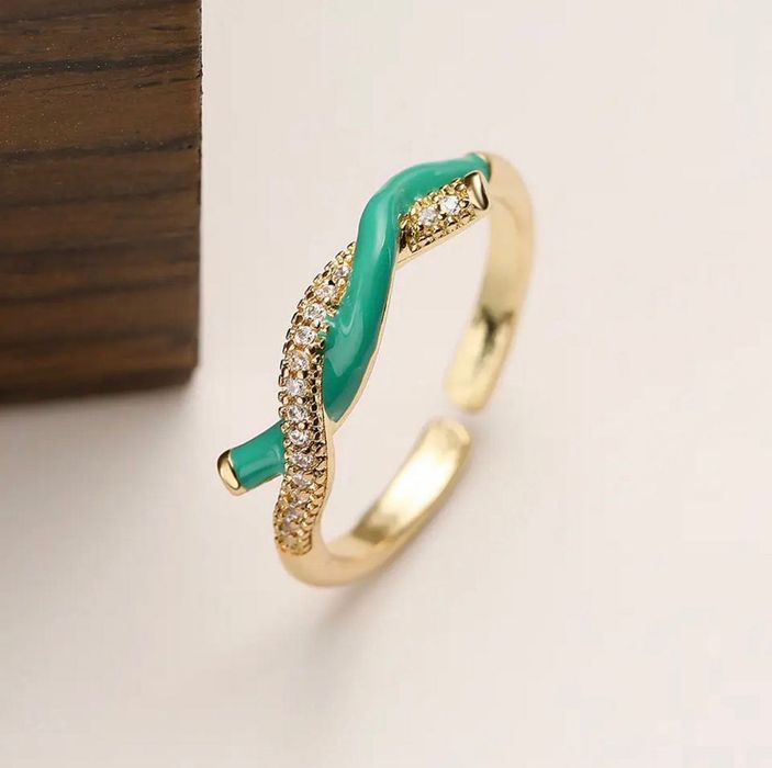 Anel ajustável esmalte com banho ouro 18K, 10 milésimos,  várias cores