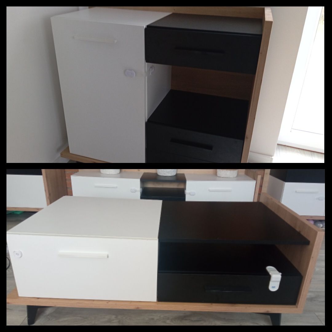 Ława Box 2D2S i Komoda BOX-01 na nóżkach styl skandynawski loft