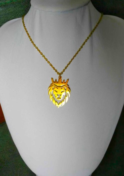 Colar Aço Dourado c/ Leão NOVO