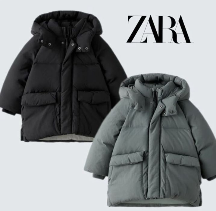 ZARA 92,98,104,110,116 натуральний зимовий пуховик куртка