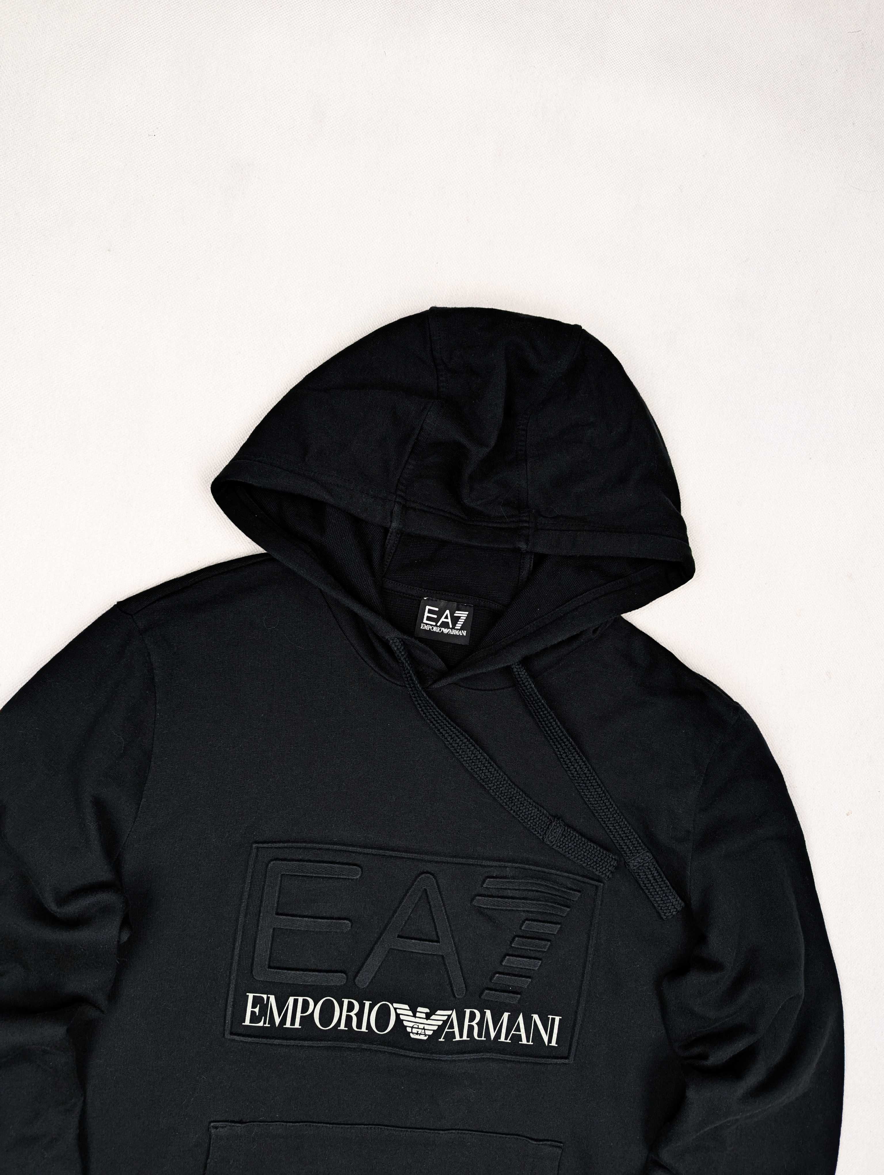 Emporio Armani czarna bluza z kapturem M logo