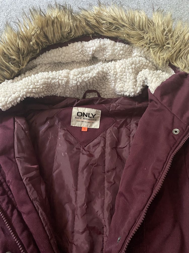 Bordowa kurtka jesien zima parka only M