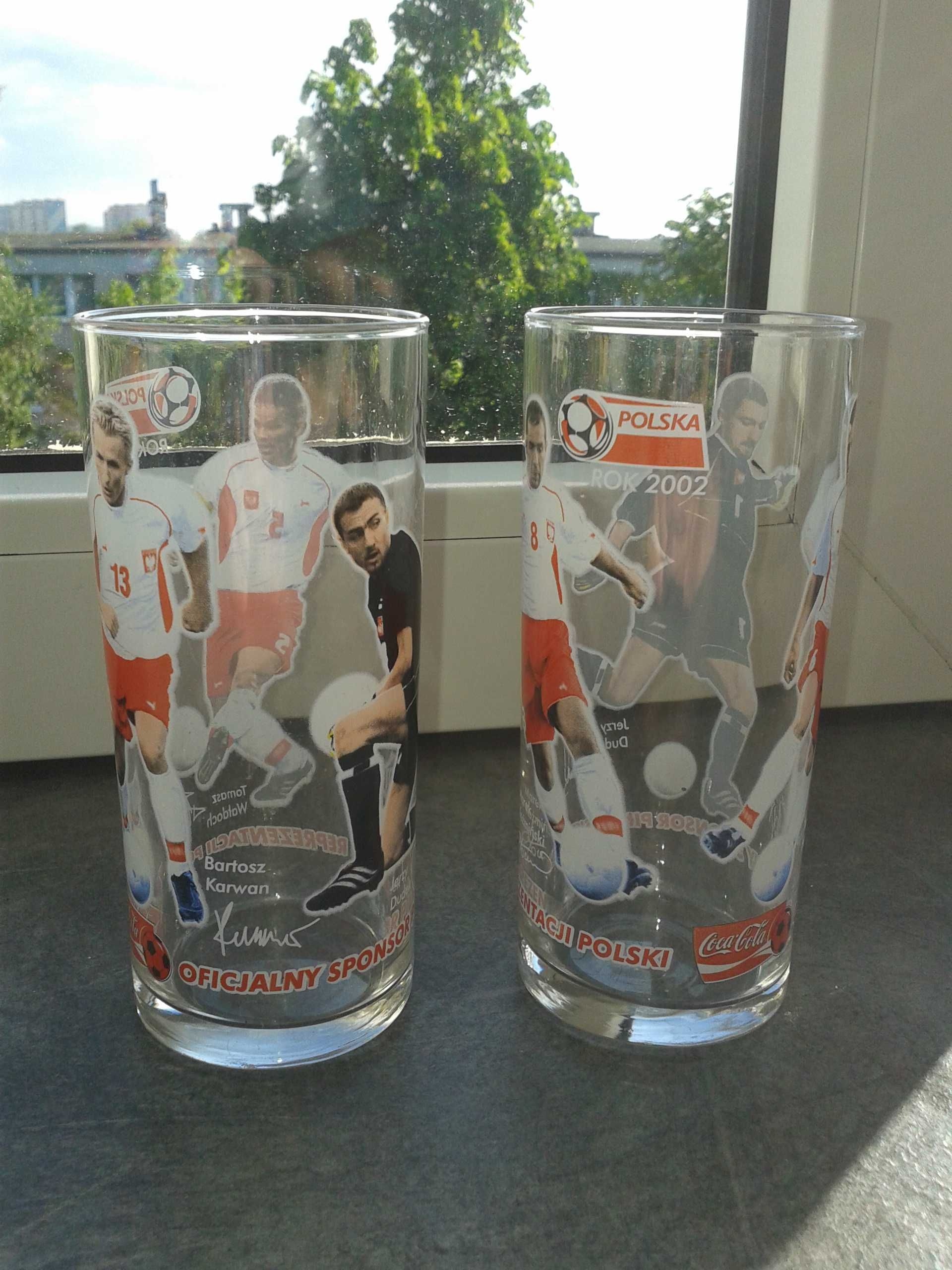Szklanki kolekcjonerskie piłkarskie Polska 2002 r. Coca Cola zestaw