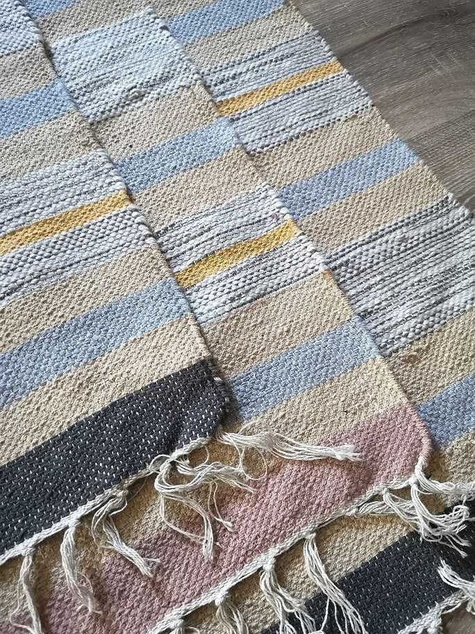 Dywanik z frędzlami kilim boho chodnik 50x80 kilim 100% bawełna beże