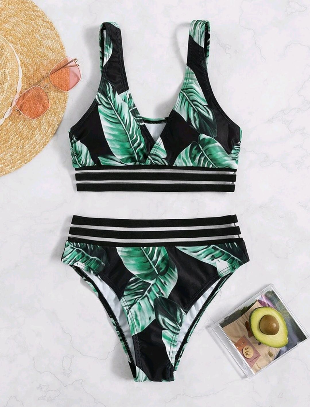 Bikini Tropical Verde e Preto