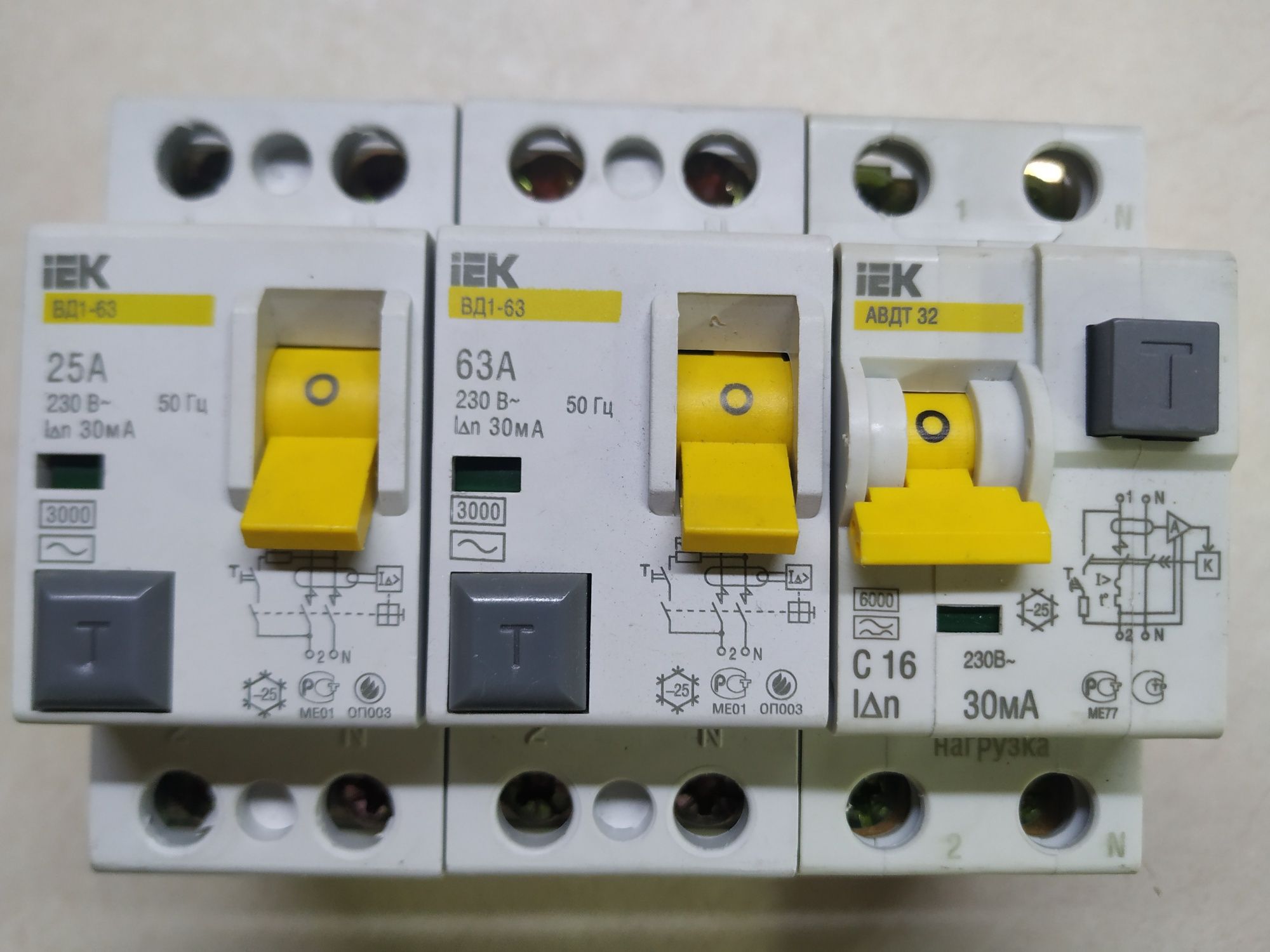 УЗО IEK ВД1-63 25А 30мА, ВА47-29М, ВА47-29 3P.