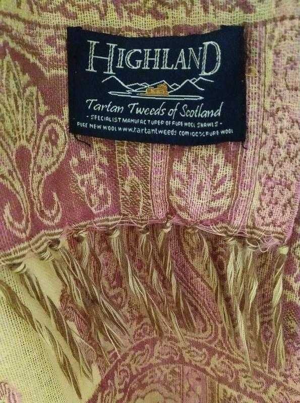 Highlnd шотландия замечательный шарф/палантин 100% шерсть
