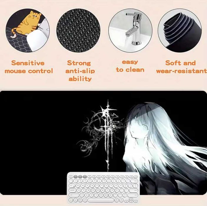 Ігрова поверхня аніме готичної дівчини 60х30 см