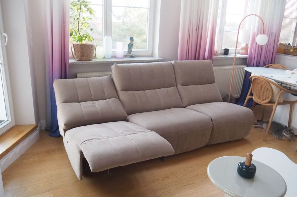 Sofa modułowa Camaro z potrójną funkcją relaks welur kolor latte