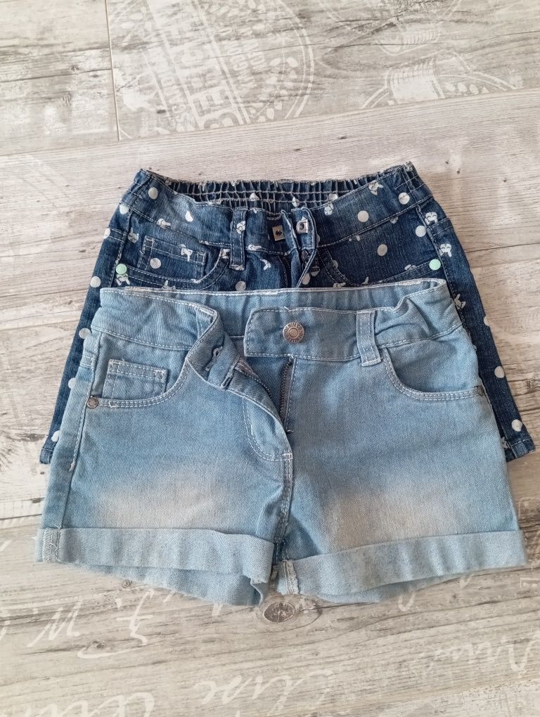 Krótkie spodenki dla dziewczynki, jeans, 116-122