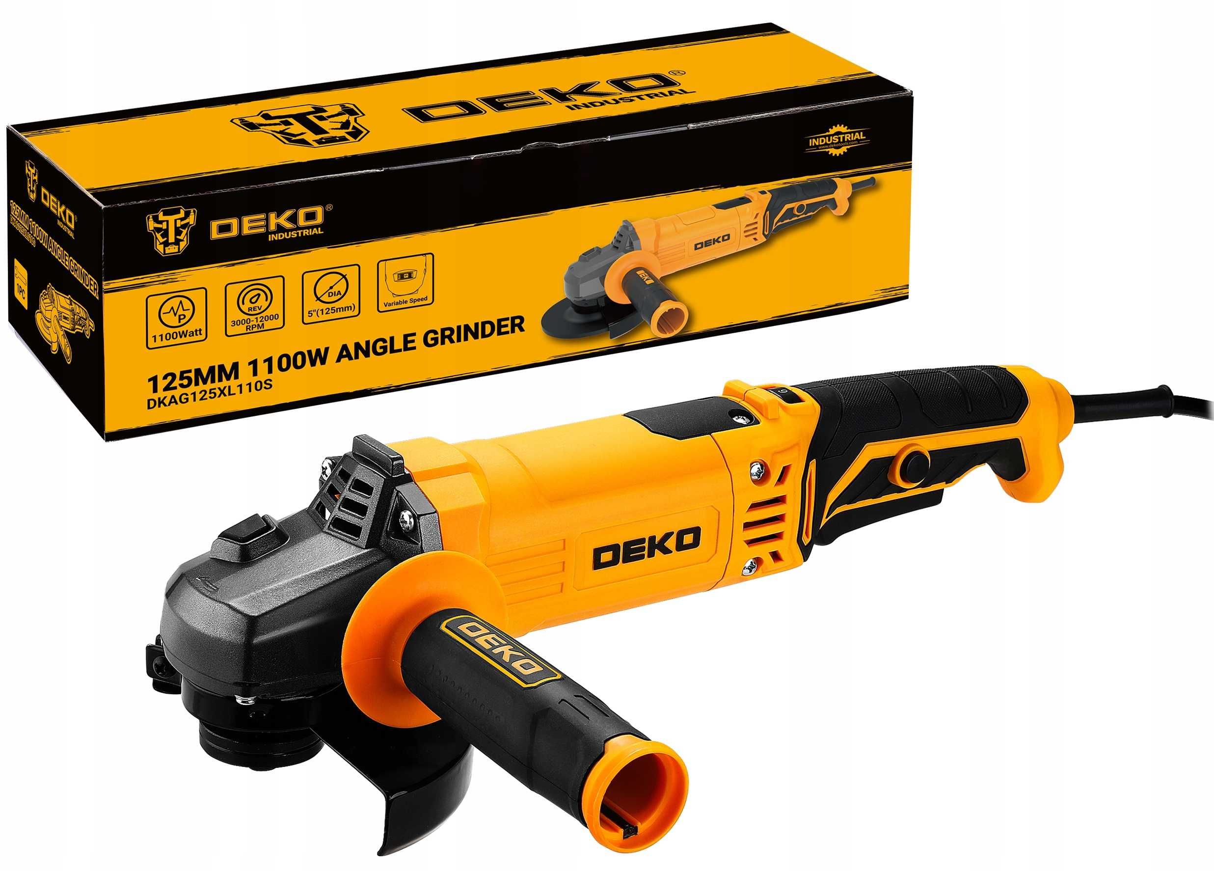 Szlifierka Kątowa Kątówka Sieciowa 125 Mm Z Regulacją Diax 1100W Deko