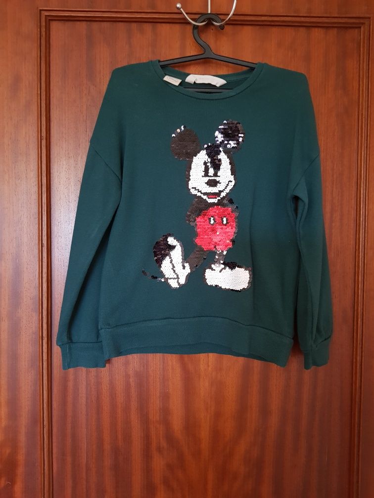 Camisola de meia estação com Mickey. Marca MANGO, tamanho 7-8 anos