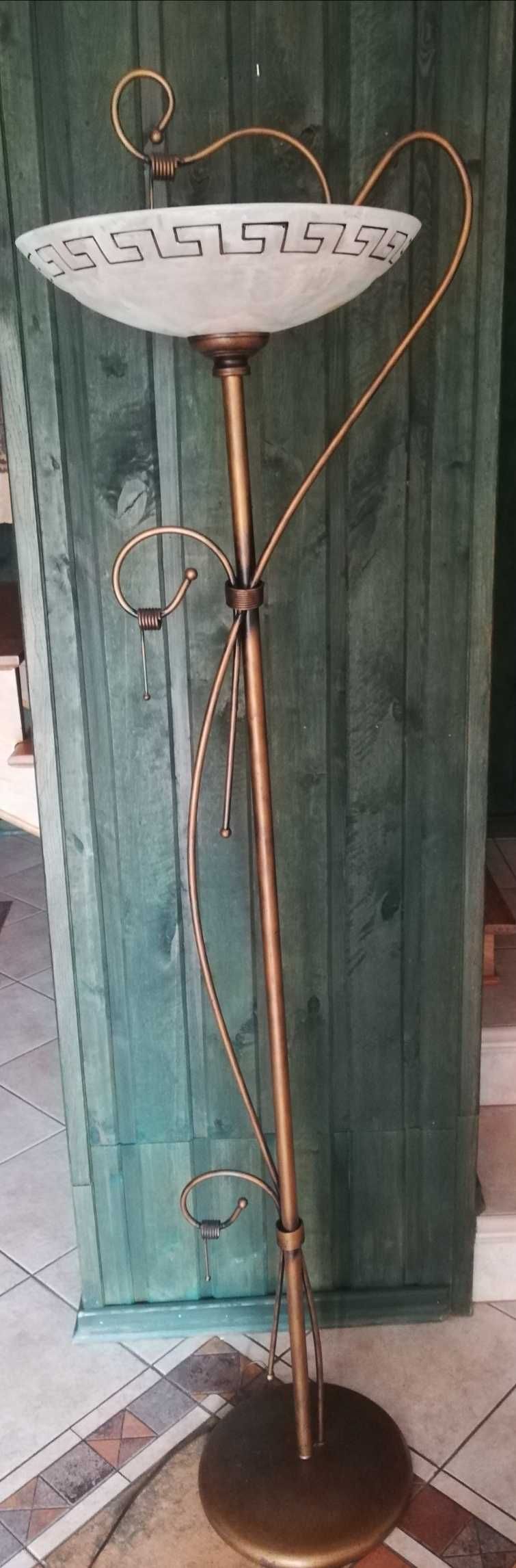 Lampa stojąca 175 cm, metalowa ze szklanym kloszem