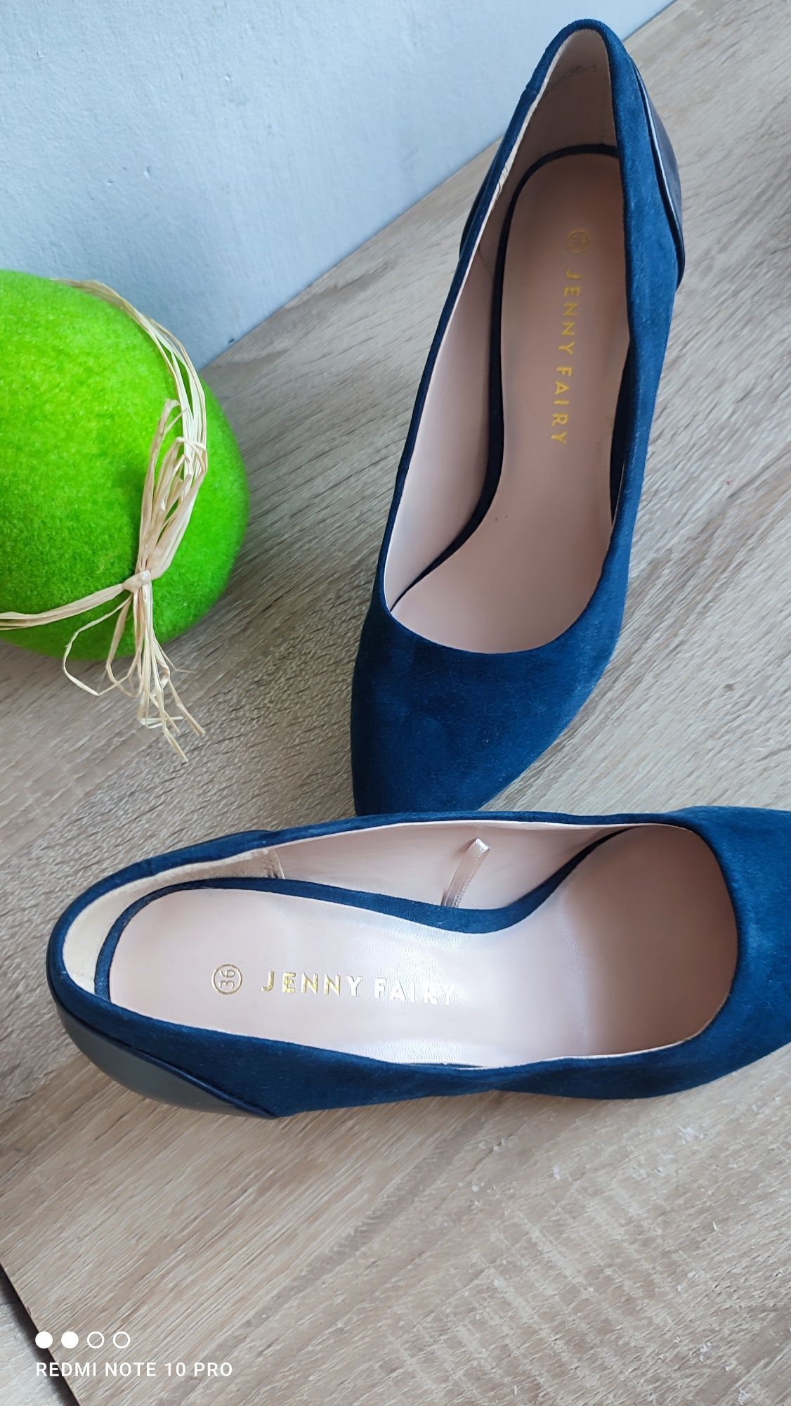 Buty damskie czółenka szpilki granatowe