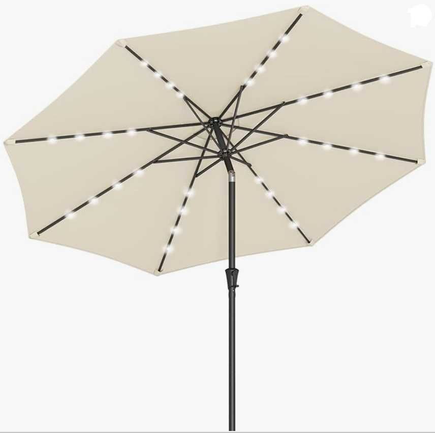 SONGMICS Parasol ogrodowy z oświetleniem LED 270 cm beżowy