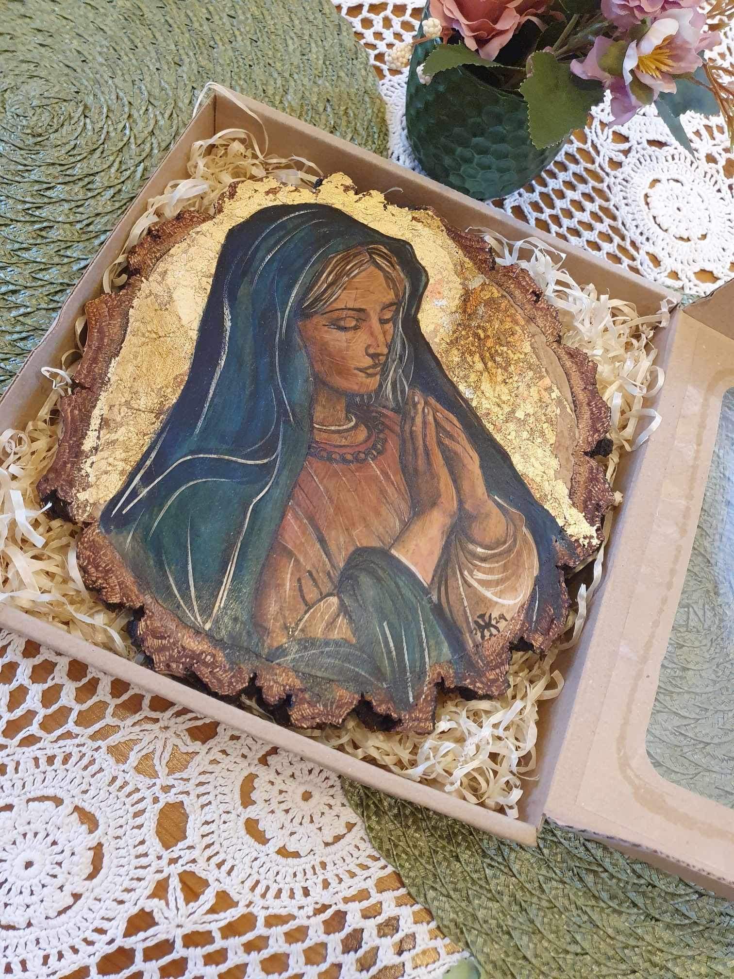 Obraz ręcznie malowany na drewnie -Matka Boża Łaskawa