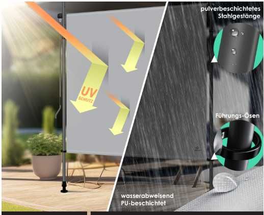 KESSER Markiza pionowa 120x310 szara balkon taras ogród wodoodporna