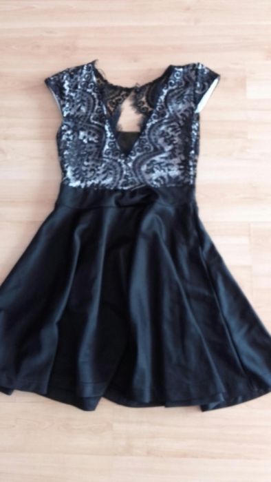 Sukienka czarna z koronką+torebka