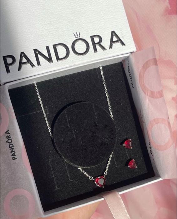 Pandora набір комплект сережки кульчики каблучка перстень підвіска