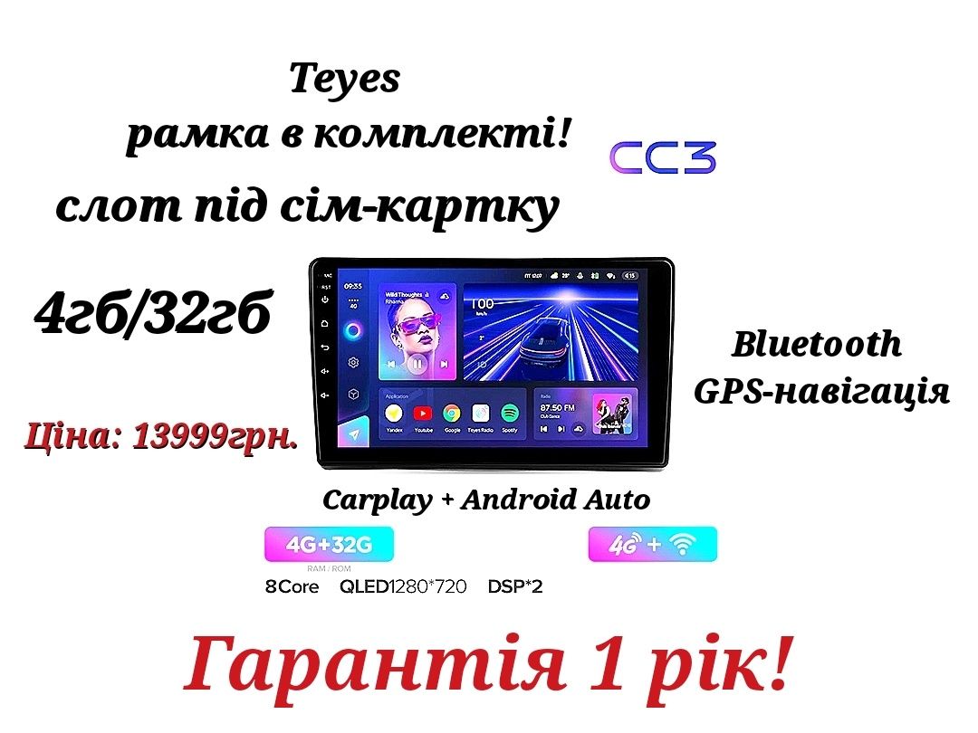 Магнітола Teyes Toyota, VW, Skoda, Hyundai, Kia, Mitsubishi, Ford,Opel