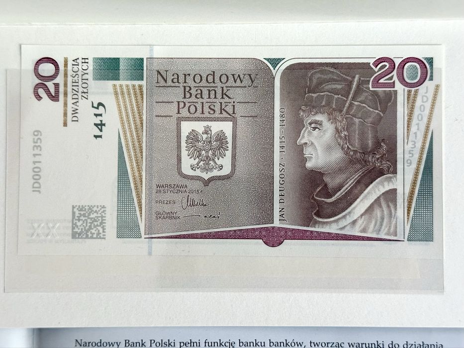 Banknot kolekcjonerski 20 zł „600. rocznica urodzin Jana Długosza”