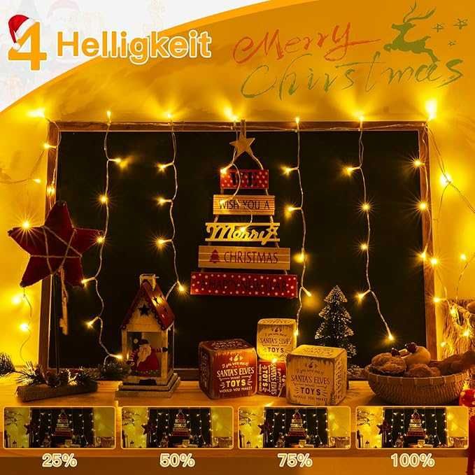 Zewnętrzne lampki LED 12 m, 486 szt., Timer, Pilot, IP44, Ciepła biel