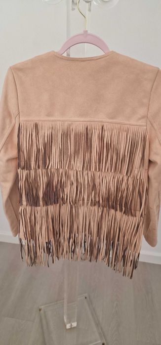 Casaco de Franjas Beje Pele