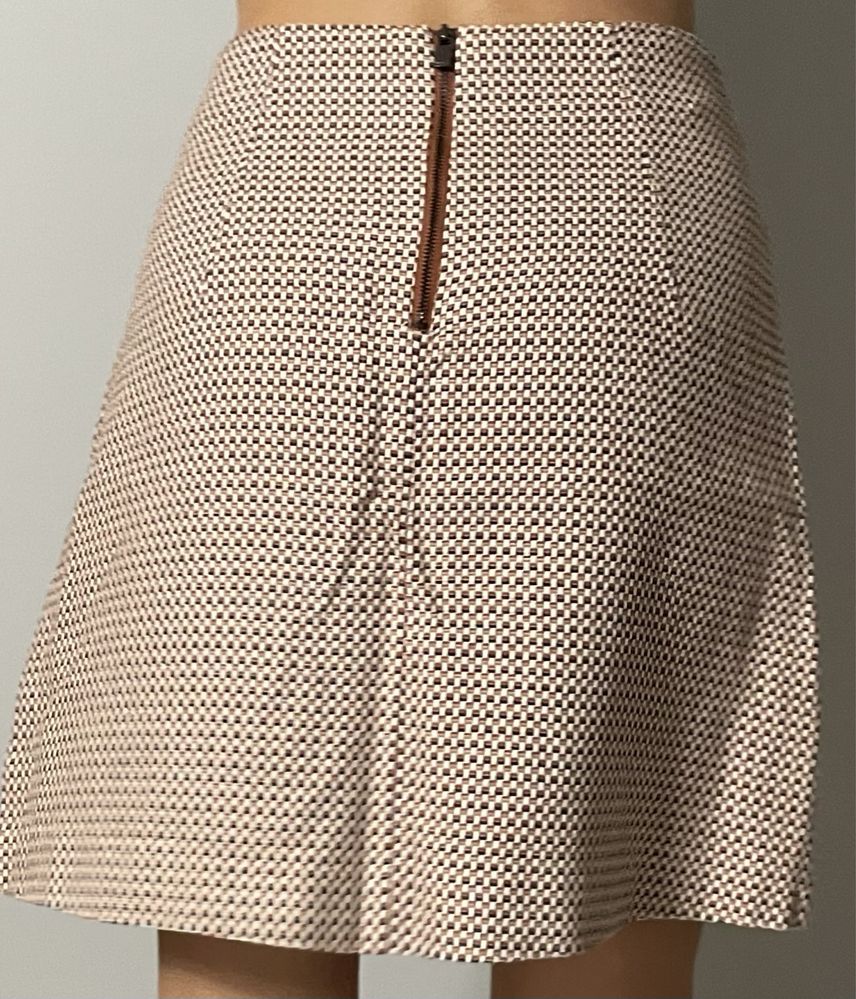 Brązowa spódniczka spódnica w kratkę z suwakami rozmiar 40 L Reserved