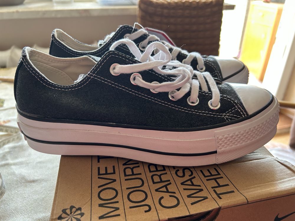 Converse czarne brokatowe 39