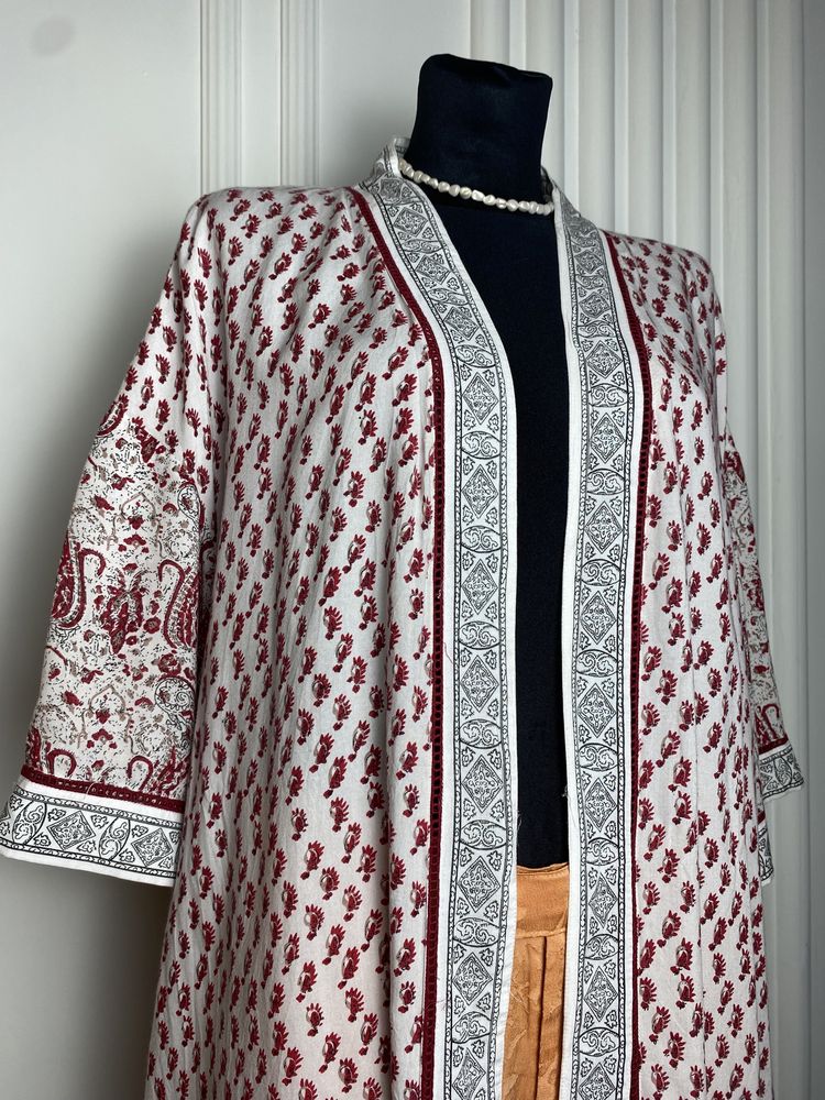 Narzutka damska długa XS/S Mango oversize  rękaw 3/4 we wzory