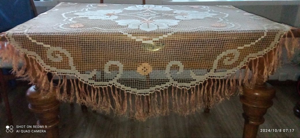 Przedwojenny obrus okrągły 160 cm..