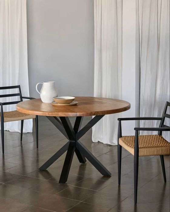 Mesa redonda como nova Argo de madeira maciça de acácia diâmetro 120mm