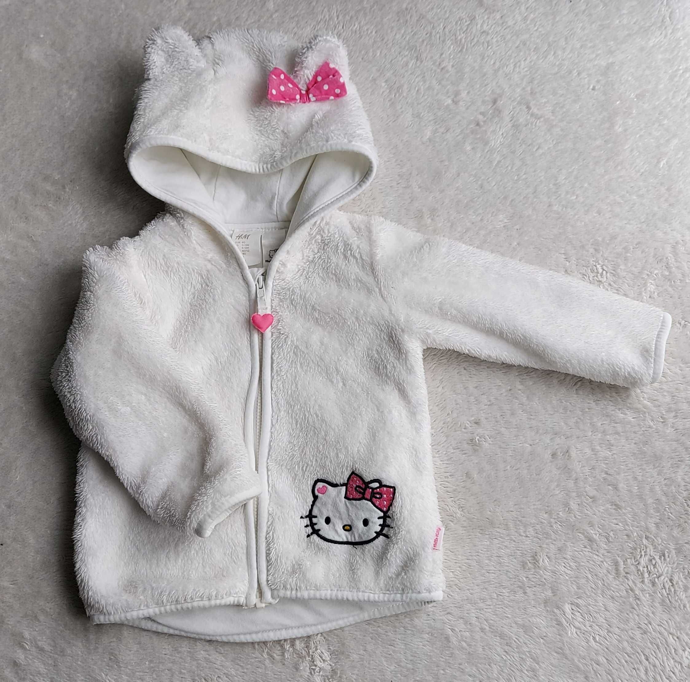 Biała bluza polarowa niemowlęca dziewczęca H&M Hello Kitty rozm. 80