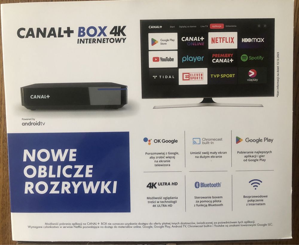 Dekoder internetowy Canal + BOX 4K z pilotem