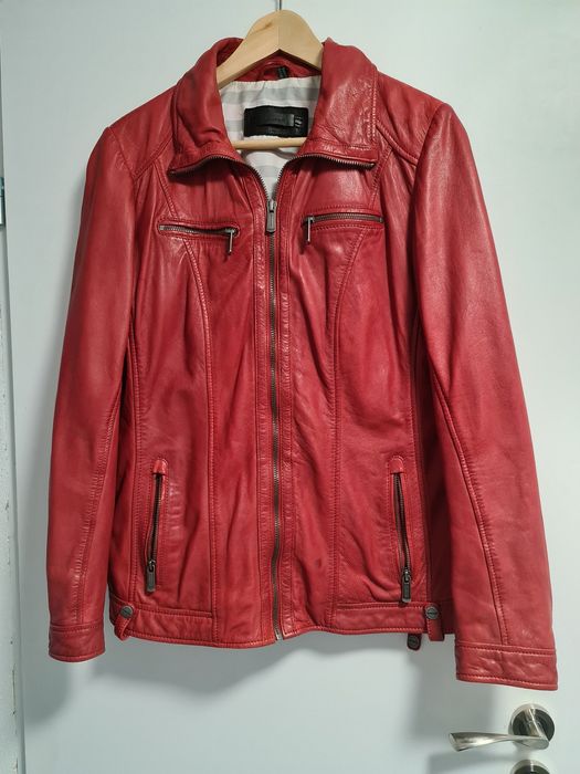 Kurtka skórzana czerwona cegla