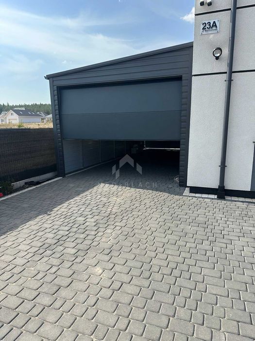 Garaż Blaszany 4X6M Brama Segmentowa Antracyt Dach Spad W Bok  Nb376