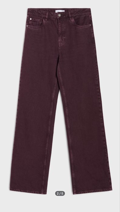 женские вишневые джинсы wide leg sinsay 36