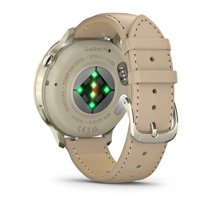 Garmin Venu® 4 - 41 mm Lunar Gold and Leather Band 010-03013-03