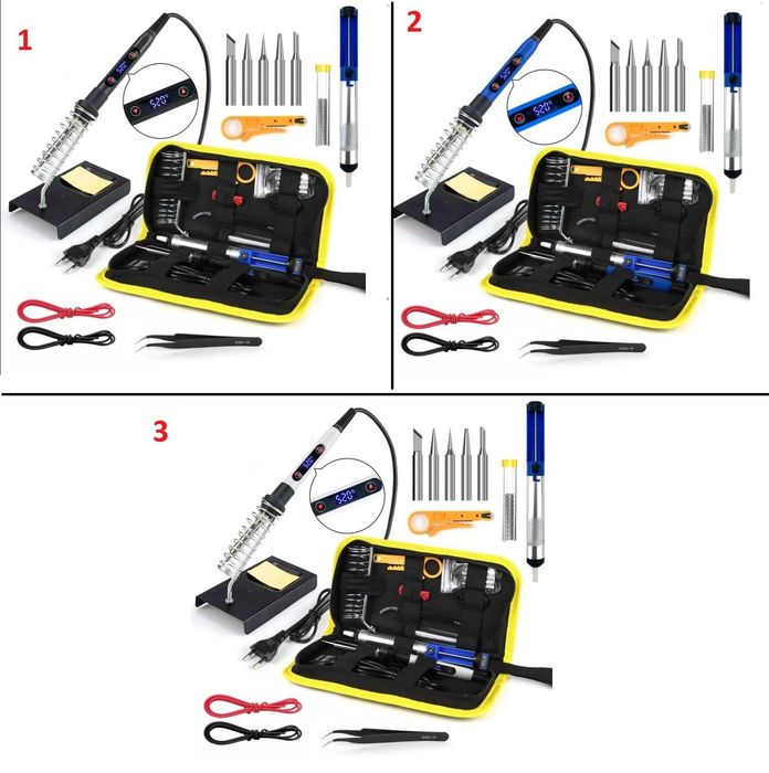 Паяльники 60Вт 80Вт, набори паяльників, жала термоусадка клеми флюс