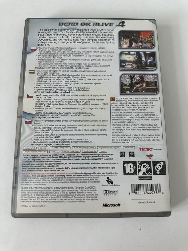 Gra Dead Or Alive IV 4 Xbox 360 Xbox One Tanio!