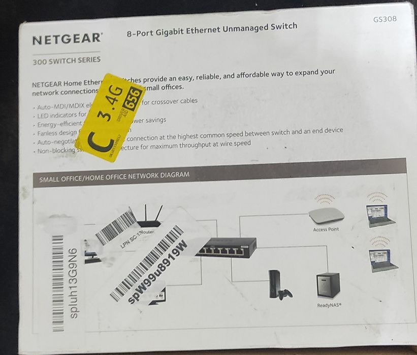 коммутатор, switch NETGEAR GS308-300uks с 8 портами Gigabit