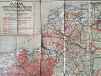 Stara  mapa Polski z 1919 roku - Unikat oryginał wydał Zabiełło Kraków