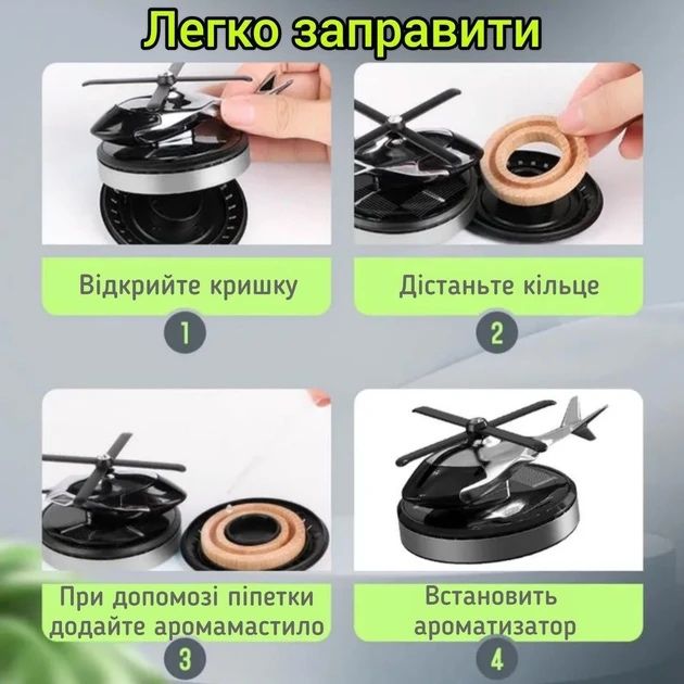 Багаторазовий ароматизатор вертоліт для авто, парфум в машину, пахучка